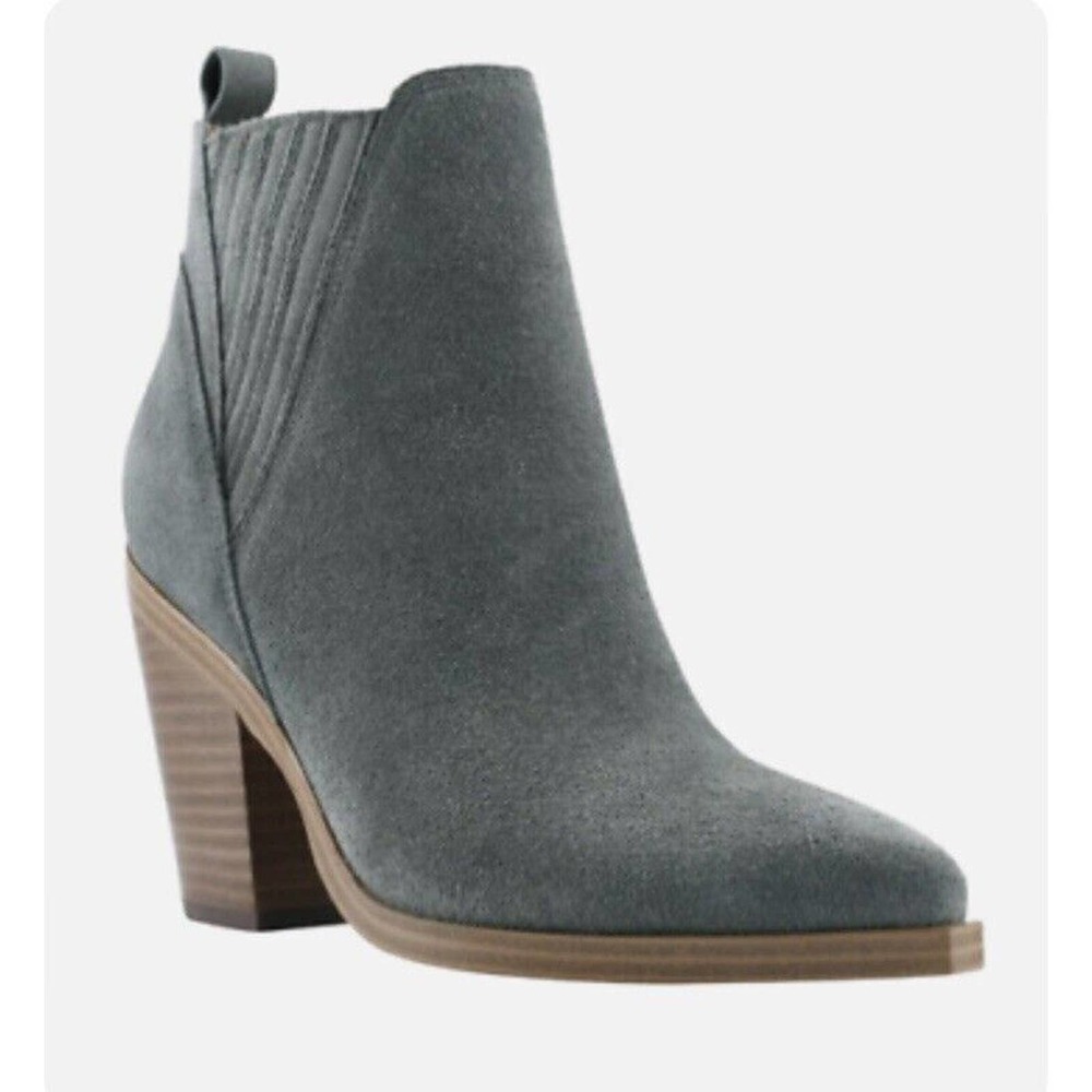 NEW Marc Fisher Womens Gadri Leather Pointed Tie‎ Bootie Size 10M Gray Suede